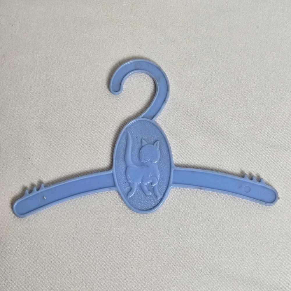 Peggy-Ann Doll Plastic‎ Clothes Hangers, Set of 3 Vintage, Cat Rabbit, Blue Red